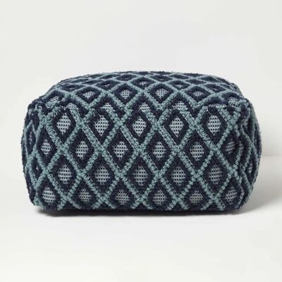 Homescapes Tula Handgewebter Texturierter Navy & Teal Pouffe - Pouffe Homescapes Tula Handgewebter Texturierter Navy & Teal Pouffe - Pouffe