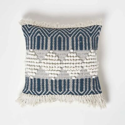 Coussin Kilim Safi tissé à la main en marine et crème - Décoration intérieure - Publicité Coussin Kilim Safi tissé à la main en marine et crème - Décoration intérieure - Publicité