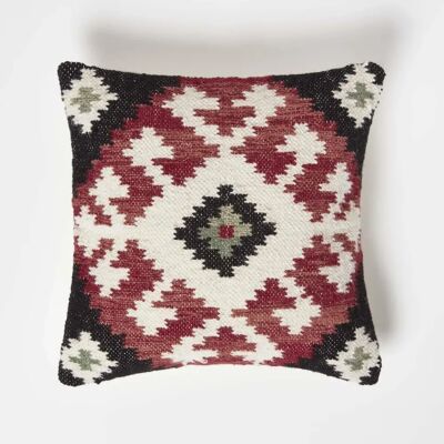 Coussin Kilim Tissé à la Main Rouge et Noir de Homescapes 45x45cm - Publicité Coussin Kilim Tissé à la Main Rouge et Noir de Homescapes 45x45cm - Publicité
