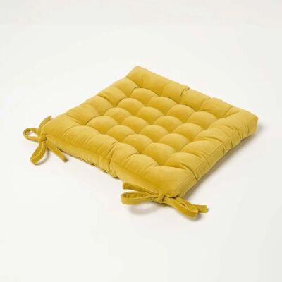 Homescapes Coussin de Chaise en Velours Matelassé Moutarde - Type de Chaise - Publicité Homescapes Coussin de Chaise en Velours Matelassé Moutarde - Type de Chaise - Publicité