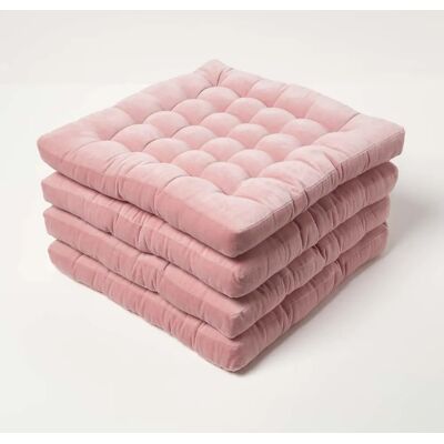 Homescapes Coussin en velours rose pour chaise - Pack de 4, 40x40 cm - Publicité Homescapes Coussin en velours rose pour chaise - Pack de 4, 40x40 cm - Publicité