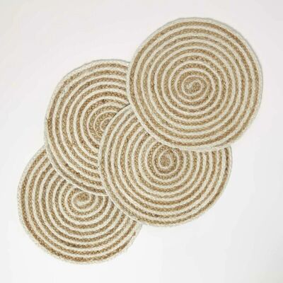 Homescapes Jute Handwoven Round Placemats Set of 4 - Table Placemats Homescapes Jute Handwoven Round Placemats Set of 4 - Table Placemats