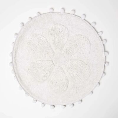 HOMESCAPES Tapis de Bain Floral Blanc en Coton - Tapis de bain - Publicité HOMESCAPES Tapis de Bain Floral Blanc en Coton - Tapis de bain - Publicité