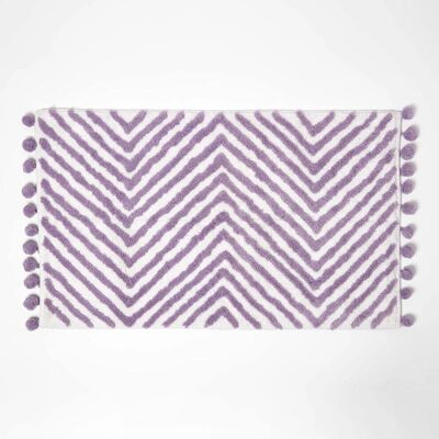HOMESCAPES Baumwoll-Badmatte Zickzack Pom Pom Kanten - Badmatte HOMESCAPES Baumwoll-Badmatte Zickzack Pom Pom Kanten - Badmatte