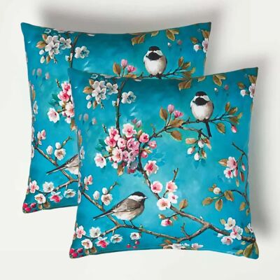HOMESCAPES Blue Bird Outdoor Cushion - outdoor cushion HOMESCAPES Blue Bird Outdoor Cushion - outdoor cushion