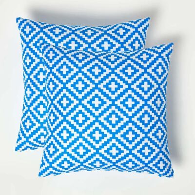 HOMESCAPES Blue Geometric Outdoor Cushion - Outdoor Cushion Set HOMESCAPES Blue Geometric Outdoor Cushion - Outdoor Cushion Set
