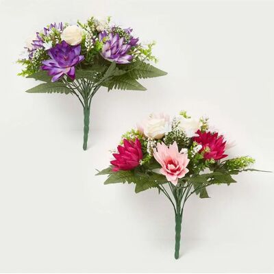 Homescapes Rose & Lotus Flower Bouquet - Set of 2 Artificial Flowers Homescapes Rose & Lotus Flower Bouquet - Set of 2 Artificial Flowers