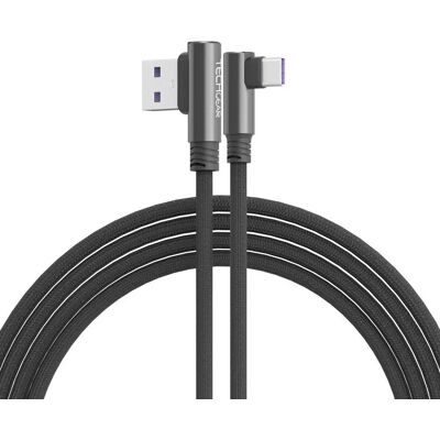 Cabo USB-C TECHGEAR - Pack de 3, Angulo de 90°, Carregamento Rápido Cabo USB-C TECHGEAR - Pack de 3, Angulo de 90°, Carregamento Rápido