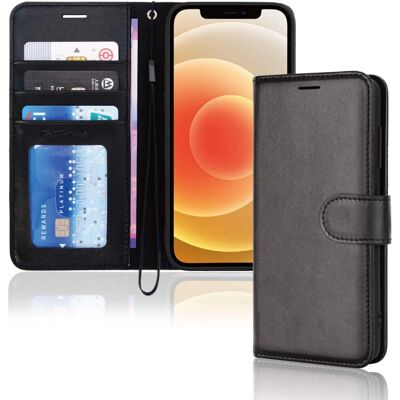 TECHGEAR - iPhone 12 Mini Leather Wallet Case - Preto TECHGEAR - iPhone 12 Mini Leather Wallet Case - Preto