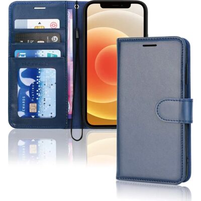 TECHGEAR - iPhone 12 Mini Leather Wallet Case - Azul - Case TECHGEAR - iPhone 12 Mini Leather Wallet Case - Azul - Case