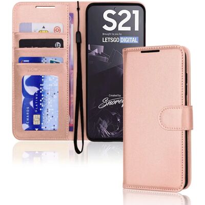 TECHGEAR - Galaxy S21 Wallet Case - Rose Gold - Suporte TECHGEAR - Galaxy S21 Wallet Case - Rose Gold - Suporte