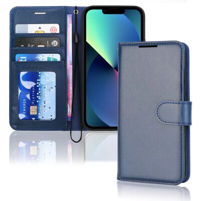 Techgear - iPhone 13 Mini Leather Wallet Case - Azul - Case Techgear - iPhone 13 Mini Leather Wallet Case - Azul - Case