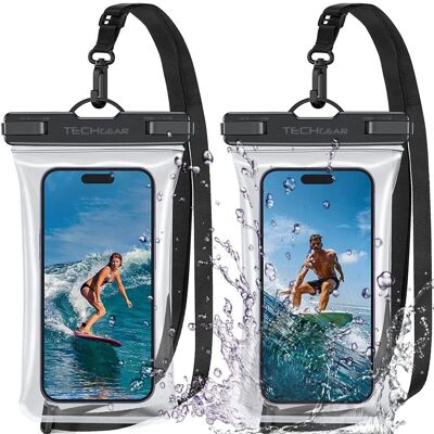 Techgear Porta‑chaves para telemóvel à prova de água - lote de 2 - IPX8 - adequado a 7 polegadas - Bolsa para telemóvel Techgear Porta‑chaves para telemóvel à prova de água - lote de 2 - IPX8 - adequado a 7 polegadas - Bolsa para telemóvel