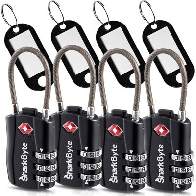 Techgear - SharkByte TSA - 3-Dial - TSA - Padlock Techgear - SharkByte TSA - 3-Dial - TSA - Padlock