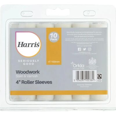 Harris Seriously Good Woodwork Stain & Varnish Roller Sleeves - 4" 10 Pack Harris Seriously Good Woodwork Stain & Varnish Roller Sleeves - 4" 10 Pack