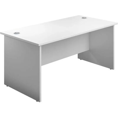 Unbranded 1600x800 Panel Rectangular Desk White 2-drawer Pedestal - Desk Unbranded 1600x800 Panel Rectangular Desk White 2-drawer Pedestal - Desk