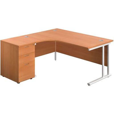 UnknownBrand - Twin Upright 1600x1200 LH Radial Beech-White - Desk UnknownBrand - Twin Upright 1600x1200 LH Radial Beech-White - Desk