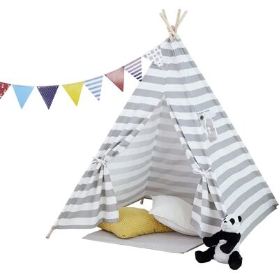 Neo Grey Striped Kids Tent TeePee - Kids Tent Neo Grey Striped Kids Tent TeePee - Kids Tent