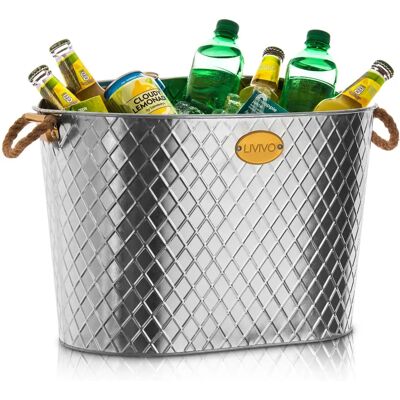 LIVIVO 24L Diamond-Embossed Picnic Ice Cooler Bucket - Cooler Bucket LIVIVO 24L Diamond-Embossed Picnic Ice Cooler Bucket - Cooler Bucket
