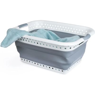 LIVIVO Large Grey Collapsible Laundry Basket - Laundry Basket LIVIVO Large Grey Collapsible Laundry Basket - Laundry Basket