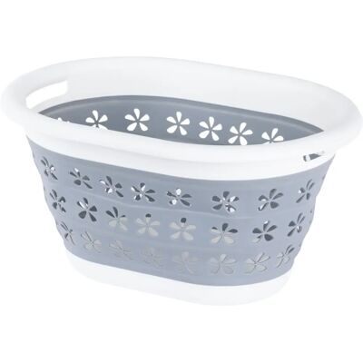 LIVIVO Laundry Basket - Grey - Collapsible Plastic Unisex Storage LIVIVO Laundry Basket - Grey - Collapsible Plastic Unisex Storage