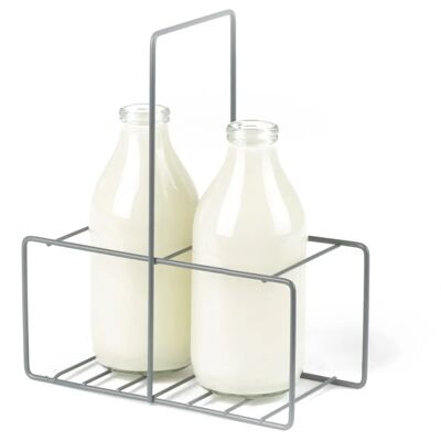 LIVIVO Milk Crate Bottle Holder Caddy - 6 Bottle Light Grey LIVIVO Milk Crate Bottle Holder Caddy - 6 Bottle Light Grey
