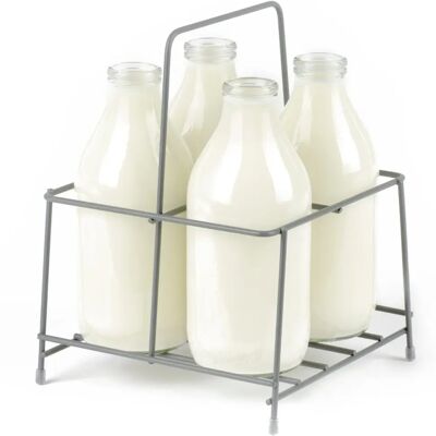 LIVIVO Milk Crate Bottle Holder Caddy for Milk, Juice, Wine or Beer Bottle - 6 Bottle Grey LIVIVO Milk Crate Bottle Holder Caddy for Milk, Juice, Wine or Beer Bottle - 6 Bottle Grey