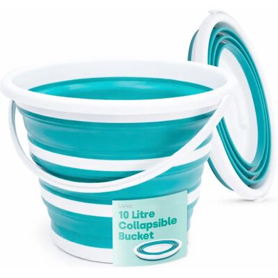 LIVIVO Model Collapsible Folding Silicon Plastic Bucket - Turquoise LIVIVO Model Collapsible Folding Silicon Plastic Bucket - Turquoise