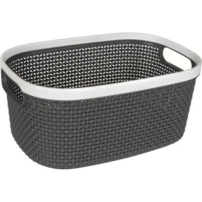 LIVIVO Ulana Plastic Woven Effect Storage Basket - Grey LIVIVO Ulana Plastic Woven Effect Storage Basket - Grey