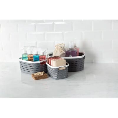 LIVIVO Ulana Plastic Woven Effect Storage Basket - Unisex LIVIVO Ulana Plastic Woven Effect Storage Basket - Unisex