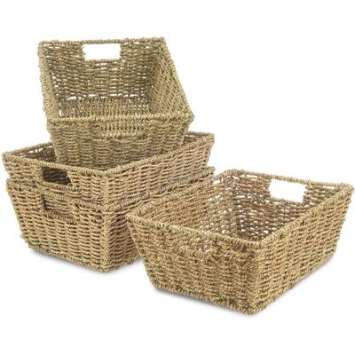 LIVIVO Natural Seagrass Storage Basket - Set of 4 Storage Baskets LIVIVO Natural Seagrass Storage Basket - Set of 4 Storage Baskets