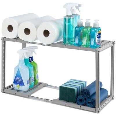 LIVIVO Under Sink Storage Caddy - Adjustable and Extendable Grey - Storage Organizer LIVIVO Under Sink Storage Caddy - Adjustable and Extendable Grey - Storage Organizer