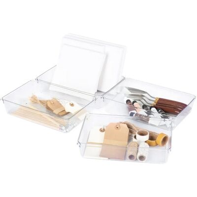 LIVIVO Clear Stackable Storage Organisers - Set of 4 clear XL Unisex - Storage Organiser LIVIVO Clear Stackable Storage Organisers - Set of 4 clear XL Unisex - Storage Organiser