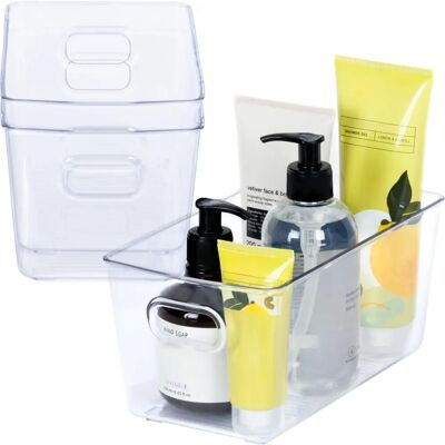 LIVIVO Stackable Storage Containers - Set of 3 - Clear - Kitchen Organisers - Food & Toy Storage - 23.5x13.3x11.5cm LIVIVO Stackable Storage Containers - Set of 3 - Clear - Kitchen Organisers - Food & Toy Storage - 23.5x13.3x11.5cm