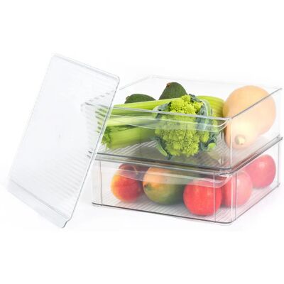 LIVIVO Extra Large Clear Fridge Organiser - Set of 2 LIVIVO Extra Large Clear Fridge Organiser - Set of 2