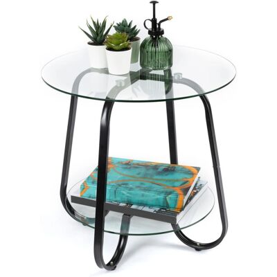 LIVIVO Round Glass Side Table - Side Table LIVIVO Round Glass Side Table - Side Table