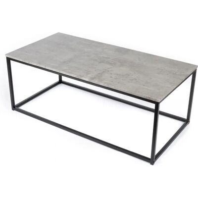 LIVIVO Concrete Effect Coffee Table - Girder Inspired Metal Frame - Light Grey - Coffee Table LIVIVO Concrete Effect Coffee Table - Girder Inspired Metal Frame - Light Grey - Coffee Table
