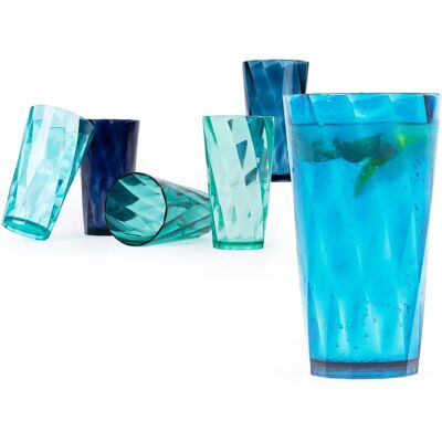 LIVIVO Set of 6 Multicoloured Plastic Tumblers - Teal LIVIVO Set of 6 Multicoloured Plastic Tumblers - Teal
