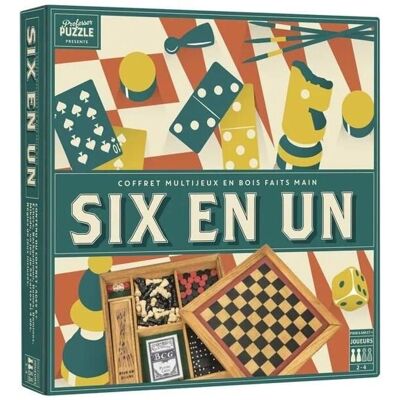 Professor Puzzle 6-en-1 Jeu de Société - Jeux Classiques en Boîte en Bois - Publicité Professor Puzzle 6-en-1 Jeu de Société - Jeux Classiques en Boîte en Bois - Publicité