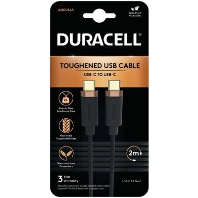 Duracell USB-C naar USB-C 2m Geknoopt Kabel - USB Kabel Duracell USB-C naar USB-C 2m Geknoopt Kabel - USB Kabel