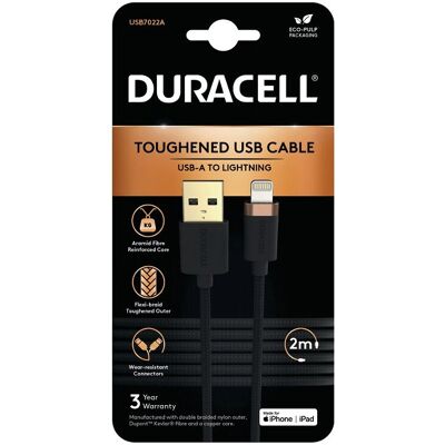 Duracell USB7022A Schwarzes Lightning-Kabel - Kabel Duracell USB7022A Schwarzes Lightning-Kabel - Kabel