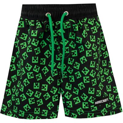 Minecraft - Motif Creeper - Noir - 7-8 Ans - Maillots de bain courts - Publicité Minecraft - Motif Creeper - Noir - 7-8 Ans - Maillots de bain courts - Publicité