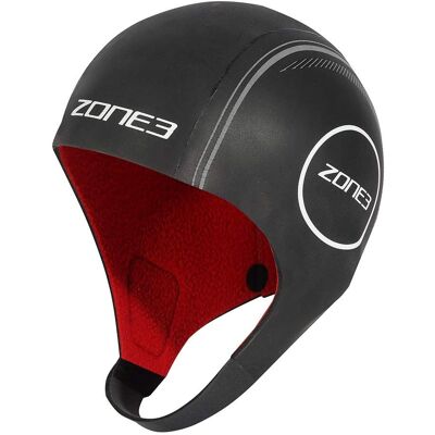 Zone3 Heat Tech Neopren Schwimmkappe - S Schwarz/Silber/Rot - Neopren Kappen Zone3 Heat Tech Neopren Schwimmkappe - S Schwarz/Silber/Rot - Neopren Kappen