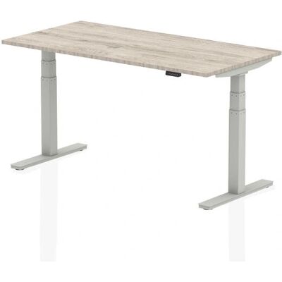 Brand - Height Adjustable Desk Grey Oak Silver Leg - Desk Brand - Height Adjustable Desk Grey Oak Silver Leg - Desk