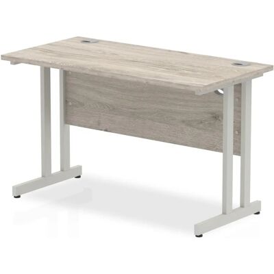 Impulse 1200x600mm Grey Oak Desk Silver Legs - Desk Impulse 1200x600mm Grey Oak Desk Silver Legs - Desk