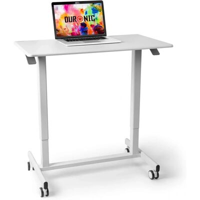 Duronic TM03T Regulowany stół do pracy siedzącej i stojącej biały - Ergonomiczny domowy stół na kółkach Duronic TM03T Regulowany stół do pracy siedzącej i stojącej biały - Ergonomiczny domowy stół na kółkach