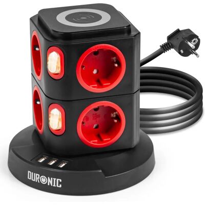 Multiprise Duronic - 8 Prises, USB & Chargeur Sans Fil - Noir - Publicité Multiprise Duronic - 8 Prises, USB & Chargeur Sans Fil - Noir - Publicité