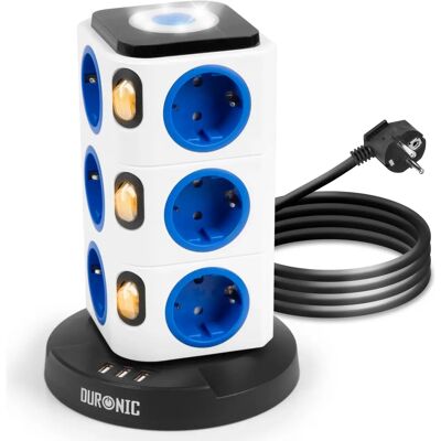 Extensão Duronic ET12L - 12 tomadas, USB, Luz noturna Extensão Duronic ET12L - 12 tomadas, USB, Luz noturna