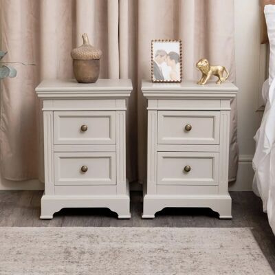 Daventry Taupe-Grey Two Drawer Bedside Table Daventry Taupe-Grey Two Drawer Bedside Table