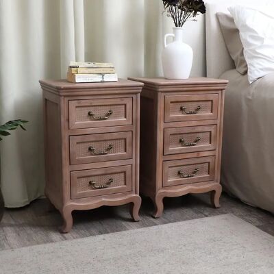 Hessian Range Solid Wood 3 Drawer Bedside Tables Hessian Range Solid Wood 3 Drawer Bedside Tables